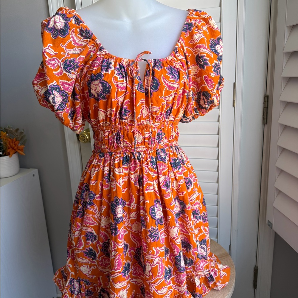 Cleobella Kalena Mini Orange & Purple Floral Mini Dress size Medium